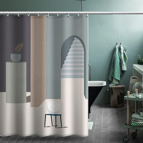 Rideau De Douche, Rideau De Douche En Tissu, Motif Abstrait, Rideau De Cabine De Douche En Polyester Avec 12 Crochets Pour La Maison, L'hôtel, Lavable En Machine, Rideau De Douche Imperméable Pour Sal
