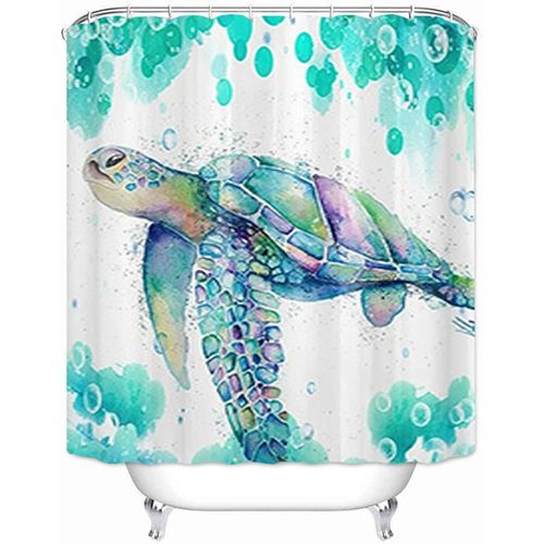 Rideau De Douche, Rideau De Douche En Tissu Avec Doublure De Rideau De Douche Vert Tortue Avec 12 Crochets Pour La Maison, L'hôtel, Lavable En Machine, Rideau De Douche Imperméable Pour Salle De Bain