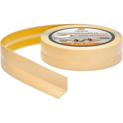 Plinthe Souple Autoadhésive-18 mm x 18 mm-Plinthe en PVC de finition pour cuisine,salle de bain-Flexible,Etanche,Décorative,Résistant aux UV-5 mètres,Crème