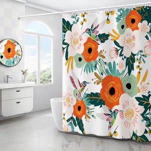 Ensemble De Rideaux De Douche Imperméables En Polyester Avec 12 Crochets Pour La Maison, L'hôtel, Lavable En Machine, Rideau De Fenêtre De Salle De Bain Imperméable (182,9 X 182,9 Cm)