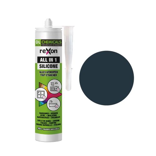 Mastic Silicone Tout Usage-Gris anthracite RAL 7016-Sanitair/Bain & Cuisine/Carrelage/Bâtiment-Extérieur et intérieur-Convient au bois,pierre et vitre (290 ml)