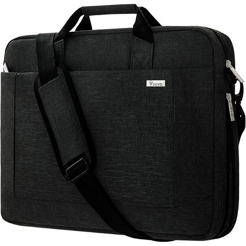 Grand Sacoche pour Ordinateur Portable 17 17.3 pouces Sac à bandoulière Sac à main pc 30% de Capacité en Plus Compartiments Durable Épais Imperméable peut être Placé sur la Valise Noir