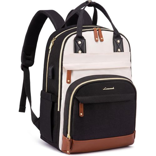 Sac à Dos Femme Grande Sac à Dos Ordinateur 17 Pouces Sac à Dos Loisir Sac a Dos PC Antivol Sac a Dos Feminin Sac a Dos College Backpack pour Fille Voyage École Travail,Noir Beige.[V432]