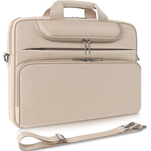 17 Pouces Imperméable Sacoche de Protection Ordinateur Portable Sac à Bandoulière pour 17-17.3"" Notebook/Dell/Lenovo/Acer/HP/MSI/ASUS,Beige
