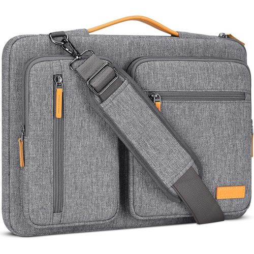 15,6 Pouces Sacoche Ordinateur Portable de Protection,Sac à Bandoulière Pochette Housse Imperméable Mallette Sac Messager pour 15-15,6"" Dell ASUS HP Chromebook Notebook,Gris