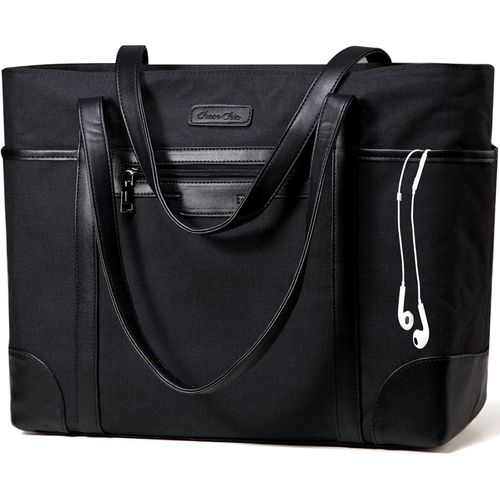 Sac Cabas Femmes,Grande Capacité Sac Ordinateur 17,3 pouces Imperméable Sac Fourre Tout Femmes Sacs De Travail Pour Femmes Avec Sangle De Bagages,Noir