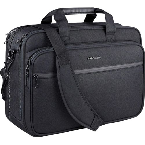 18"" Sac à main Sacoche pour Ordinateur Portable Jusqu'à 17,3"" Sacoche Imperméable extensible Porte-doucments à Bandoulière avec Poches RFID pour Voyage/Affaires/Collège/Homme laptop bag