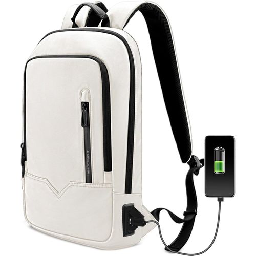 Sacs à Dos pour Ordinateur Portable 17 Pouces PC Portable Impermeable Pour Femme Hommme Léger Voyage Affaire Loisir Scolaire (14L Blanc)