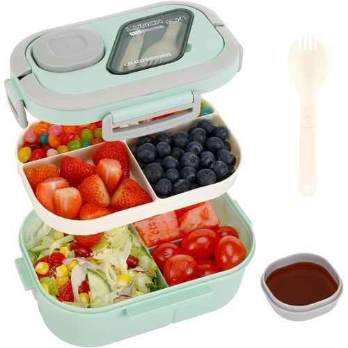 Bento Lunch Box,Lunch Box Enfant Adulte Boîte 1200ml Avec 3 Compartiments,Anti-Fuite Lunchbox,Sans Bpa,Pour Lave-Vaisselle,École Pique-Nique Travail (Vert) (Vert)