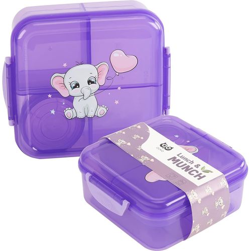 Boîte À Déjeuner Pour Enfants Et Adultes,Boîte À Lunch Pour Maternelle Et École,Avec Compartiments,Bento Box Enfant Bébé Éléphant Boîte À Bento Pour Enfants Violet