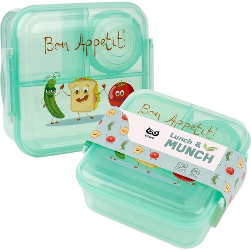 Boîte À Déjeuner Pour Enfants Et Adultes,Boîte À Lunch Pour Maternelle Et École Avec Compartiments Licorne Et Veggie Friends Et Éléphant Pour Bébé Violet (Vert Clair)