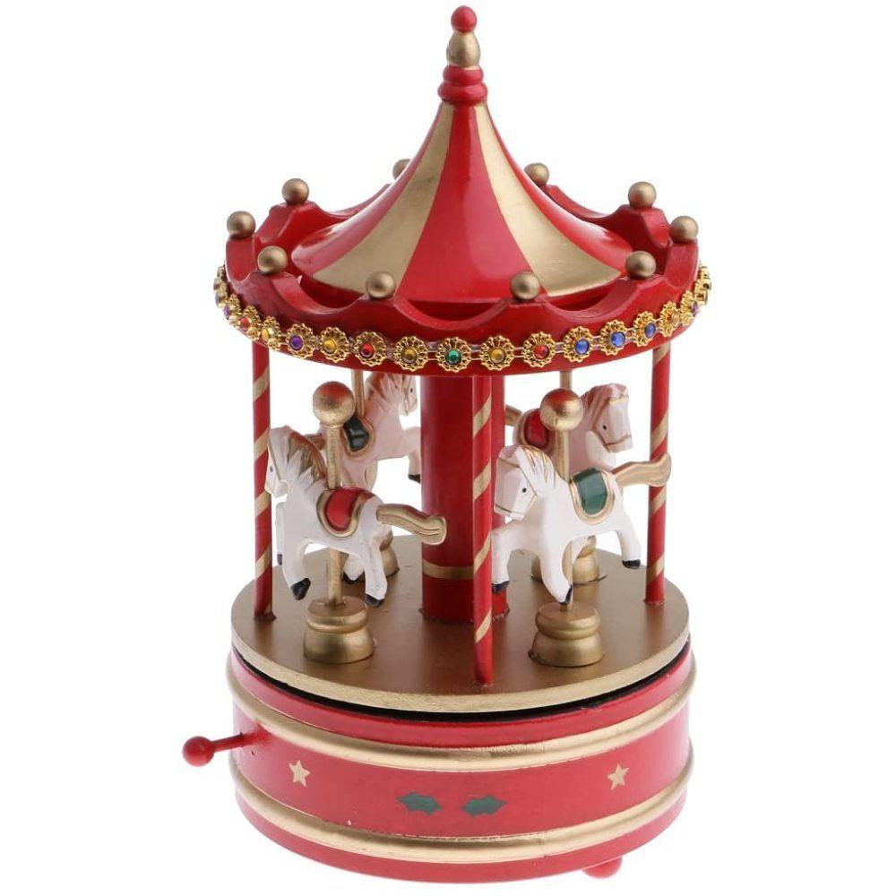 Carrousel Boîte à musique 4 chevaux Rotatif Bébé Musical Jouet Cadeaux de  Noël Cadeaux d'anniversaire Pour les filles Enfants Enfants Fille Amis Rose