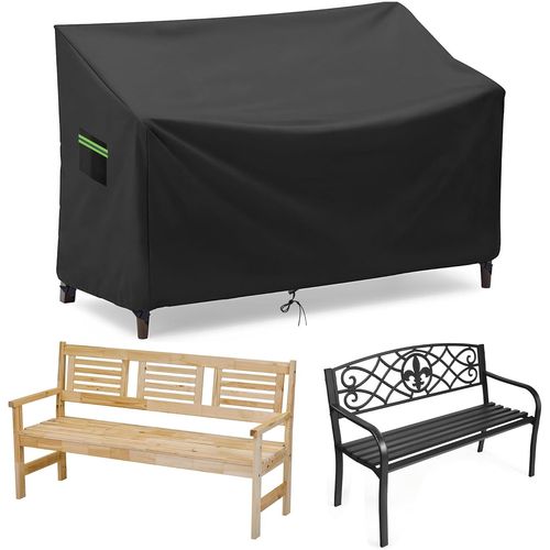 Cloudds_Housse De Banc De Jardin 3 Places Places En Tissu Oxford 420d Imperméable,Coupe-Vent,Revêtement Pu,Pour Banc De Terrasse Extérieur-134x66x63/89cmnoir