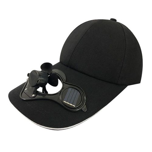 Fan Baseball Hat Solar Cooling Hat Ventilateurs Ménagers Nouveauté Suumer Baseball Cap (Noir)