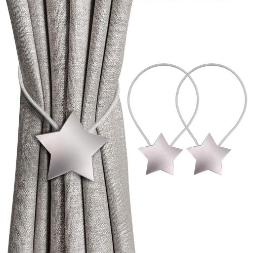 Extracteur De Rideau Magnétique 2pc Star (Argent), Clips De Rideau Pour Extracteur De Rideau Clips De Fixation De Rideau Pour Extracteur De Cordon Avec Aimants Puissants Et Durables Pour Le Bureau À D