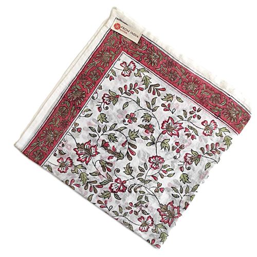 Foulard Bandana En Voile De Coton Du Rajasthan 50x50cms "Kolkata"