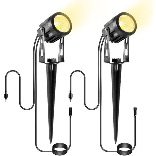 Cloudds_Éclairage Extérieur Led,2-Pack 3w Spot De Jardin Avec Câble 3m,Lampe Avec Piquet De Terre,Sans Prise