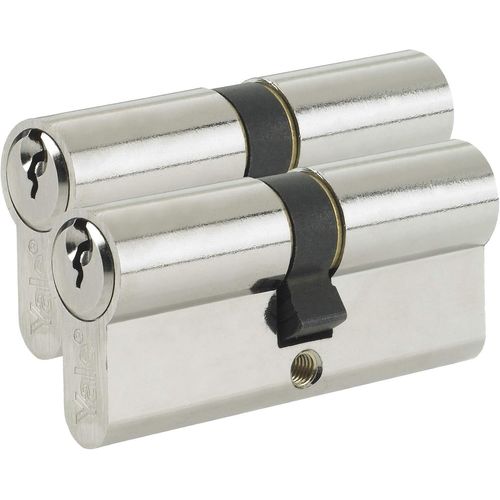 CLICKSELL-B-Ed3555Ka-Snp-Cylindre De Serrure Euro-Clés Identiques-35/55 (100 Mm) / 35:10:55-Finition Nickel-Sécurité Standard-2 Cylindres-Polybag