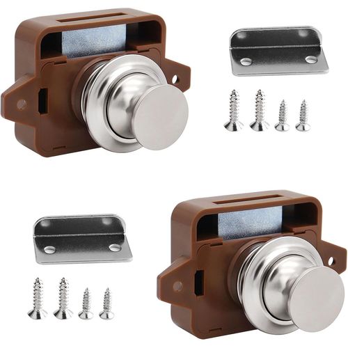 Clicksell-Boutons Poussoirs Catch 2 Pieces Bouton Poussoir Loquet Sans Clé Verrouillage Push Lock Loquet De Porte À Bouton Poussoir,Serrure Armoire Sans Clé,Armoire Bouton-Poussoir Bouton Loquet Verr