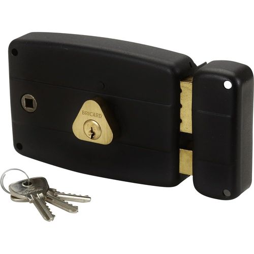 CLICKSELL-1841 Serrure En Applique Horizontale Fouillot 2 Entrées Cylindre 5 Goupilles Droite, Noir