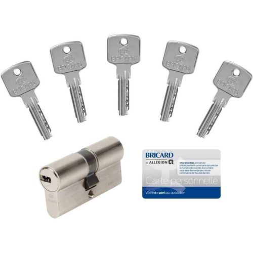 CLICKSELL-Serrure À Clé 15105 Cylindre A6, 30+30 Débrayable 5 Clés, Nickelé
