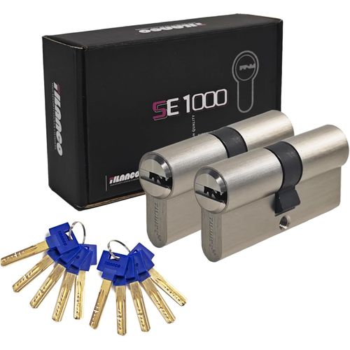 Clicksell-Cylindre De Serrure Massif Avec Clé Identique, 2 Pièces, Cylindre De Serrure Double Cylindre 35/45 Laiton Avec 10 Clés-Longueur: 80 Mm, A:35 B:45-Se1000