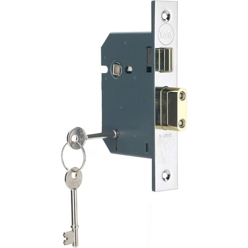 CLICKSELL-Serrure À Mortaiser À 5 Leviers, Haute Sécurité, Finition Chromée, 64 Mm