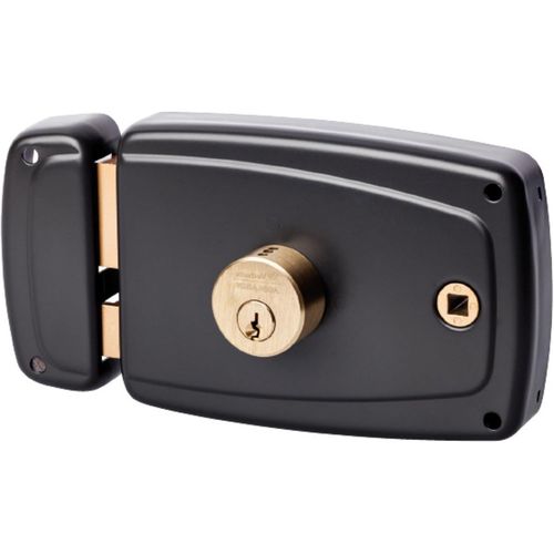 CLICKSELL-Serrure En Applique Horizontale À Fouillot Gauche, Série Ps, Pour Porte D'Entrée-674Bq60/Sc G-Sûreté À Cylindre 5 Goupilles, Axe À 60 Mm, Utilisation Avec Poignée Carré 6Mm, 3 Clés, Gris