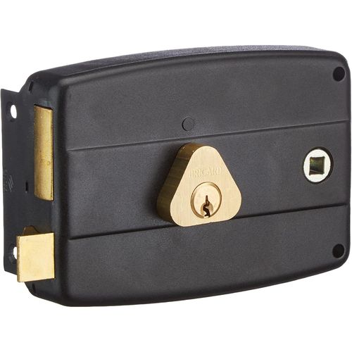CLICKSELL-1842 Serrure En Applique Horizontale Fouillot 2 Entrées Cylindre 5 Goupilles Gauche, Noir