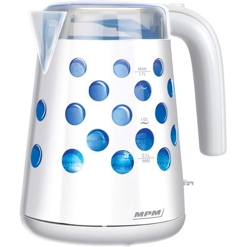CLICKSELL-Mcz-86 Bouilloire Électrique 1,7 L, Récipient En Plastique Sans Bpa, Sans Fil 360°, Arrêt Automatique, Intérieur Éclairé, Blanc, 2200W, 1.7 Liters
