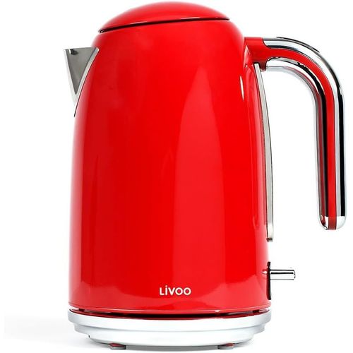 CLICKSELL-Dod180R Bouilloire Électrique Inox 1,7L, Rétro, 2200W | Chauffe Rapidement, Socle Pivotant 360°C, Filtre Anticalcaire Amovible