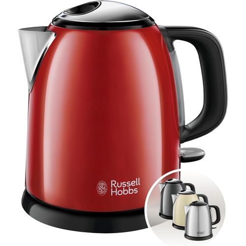CLICKSELL-Bouilloire Electrique [Ultra Compacte] Colours Plus Rouge (1L, Ebullition Rapide, Ecoulement Parfait, Niveau D'Eau Visible, Filtre Anticalcaire, Economie D'Energie) 24992-70