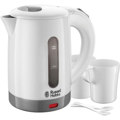 CLICKSELL-Bouilloire Electrique [Petite & Légère] Travel (Idéale Pour Voyage, 850 Ml, 1000W, 2 Tasses + Cuilères Incluses, Voltage Universel,Niveau D'Eau Visible, Filtre Anticalcaire) 23840-70