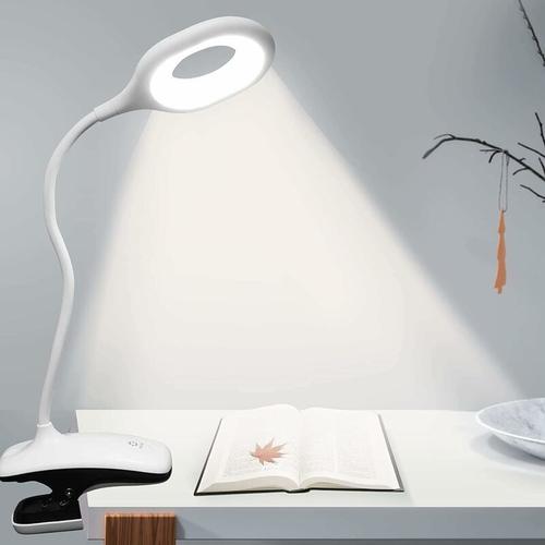 Lampe de Bureau LED Clip - Lampe de Lecture 28 LED avec 3 Modes  d'éclairage, Gradation Progressive, Col de Cygne Flexible sur 360°, Lampe  Pince Rechargeable par USB et à Commande Tactile