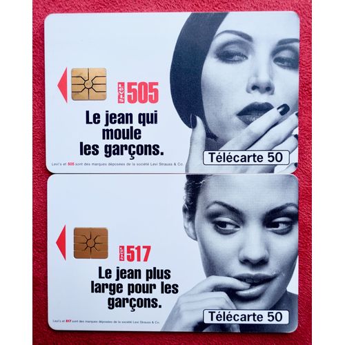 2 Télécartes Jean Levis. Levis 505, Le Jean Qui Moule Les Garçons, Levis 517, Le Jean Plus Large Pour Les Garçons. Etat Luxe
