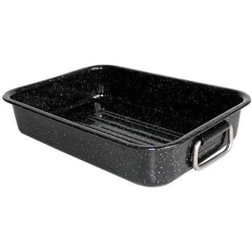 Kalanka-14721364 Kitchen Roc Plat À Four En Acier Émaillé Noir Moucheté 36 Cm