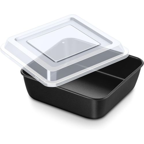 Kalanka-Plat À Four Carré, Plat À Tarte Antiadhésif Avec Couvercle, Plat À Four Carré En Acier Inoxydable 15,9*15,9*5cm, Petit Plat À Four Pour Casseroles Lasagne Brownin, Sain & Facile À Nettoyer