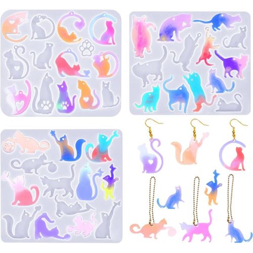 Kalanka-Moules Boucles D'oreilles Résine, Moulles Chat Silicone, Moules Bijoux Époxy, Resin Earring Mold, Moulage Pour Collier, Pendentif, Breloque (Chat)