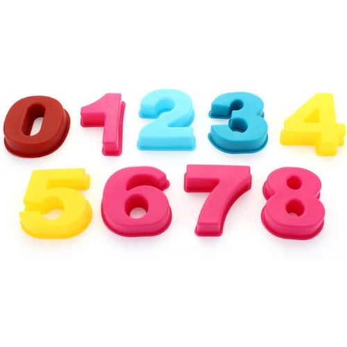 Kalanka-9pcs Silicone Cuisson Gâteau Casseroles 0-8 Nombre Bricolage Moule À Gâteau Pain Mousse Moule De Gelée Pour Anniversaire De Mariage Anniversaire(Couleur Aléatoire)