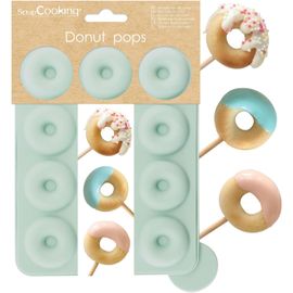 KALANKA-- Moule Silicone 12 Mini Donuts - Moule Sucettes Donut Pops - Apte Four & Congélateur - Pâtisserie Gâteau Enfant - Ustensile Souple - Recette Incluse - Vert d¿Eau - 3188