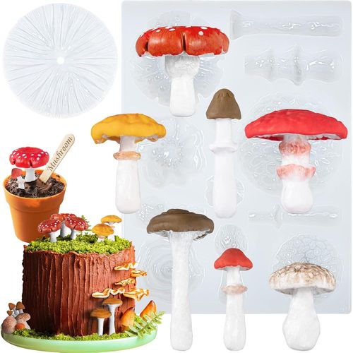 Kalanka-Life Like Moule En Silicone En Forme De Champignon Pour Fondant Et Décoration De Gâteau Chocolat