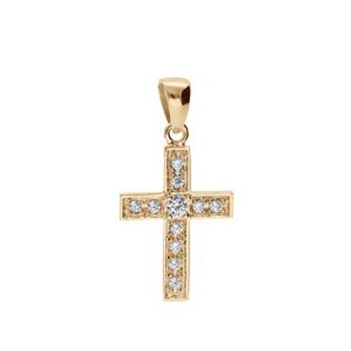 Pendentif Plaqué Or Croix Avec Oxydes Blancs 20 X 15mm