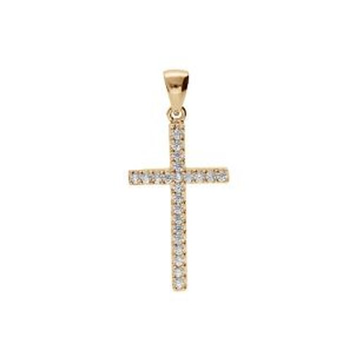Pendentif Plaqué Or Croix Avec Oxydes Blancs 25 X 14mm