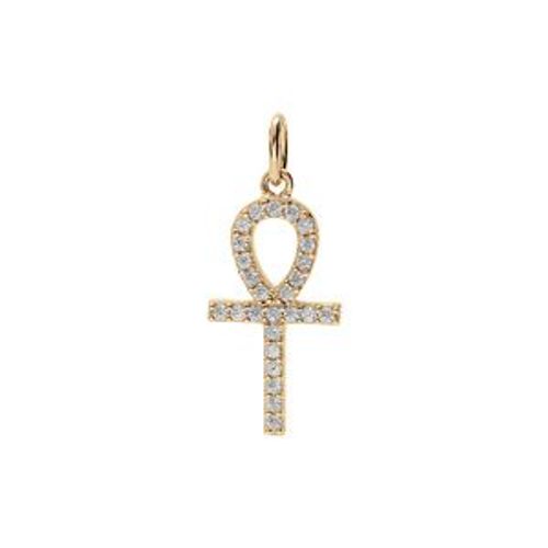 Pendentif Plaqué Or Croix Arrondi Avec Oxydes Blancs 18 X 15mm