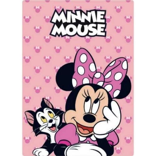 Plaid Minnie Mouse Et Figaro Chat Noir 100x140 Cm Disney Rose - Couverture Polaire Enfant Fleece Blanket