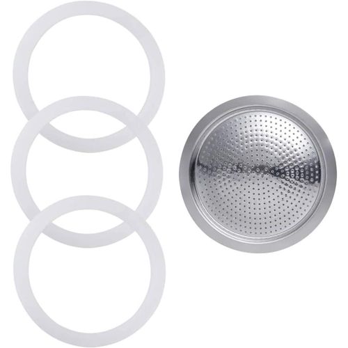 KALANKA-Filtre à Café Réutilisable en Acier Inoxydable, 4 Pièces, Compatible avec Cafetière Italienne 1 Tasse