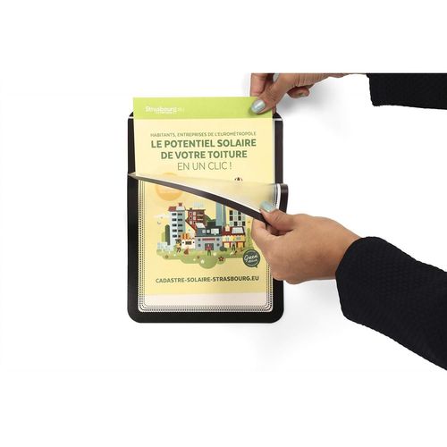 Djois Lot De 2 Pochette-Cadre D'affichage Magneto - A5 - Adhésif Repositionnable - Noir
