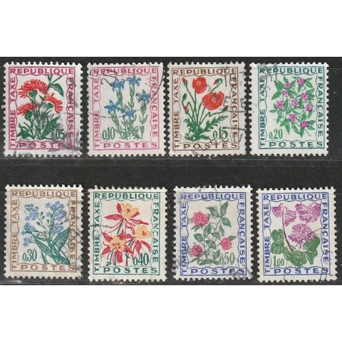 Timbres Taxe France, Fleurs Des Champs Série Complète. 1964-1971 N° 95 À 102 Oblitérés