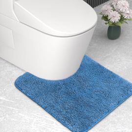 Kalanka-Tapis De Bain En Microfibre Super Absorbant Et Super Absorbant En Forme De U - 2 Cm D'épaisseur - Bleu - 50 X 50 Cm