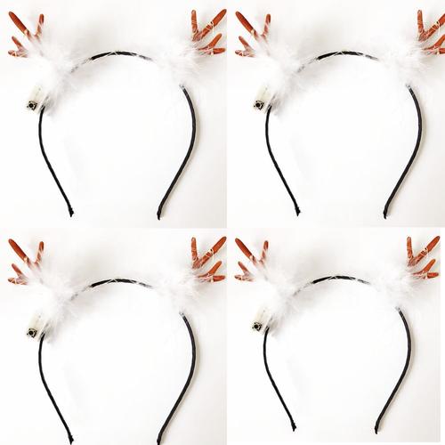 4 Pièces De Cerceau De Cheveux En Bois De Cerf Lumineux Bandeau De Noël Couvre-Chef Lumineux Spot Scénique